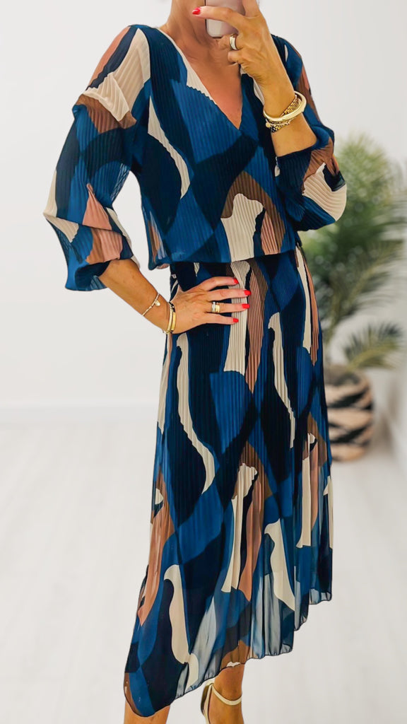 A1149 Jacqui Teal Print Loose Top Dress