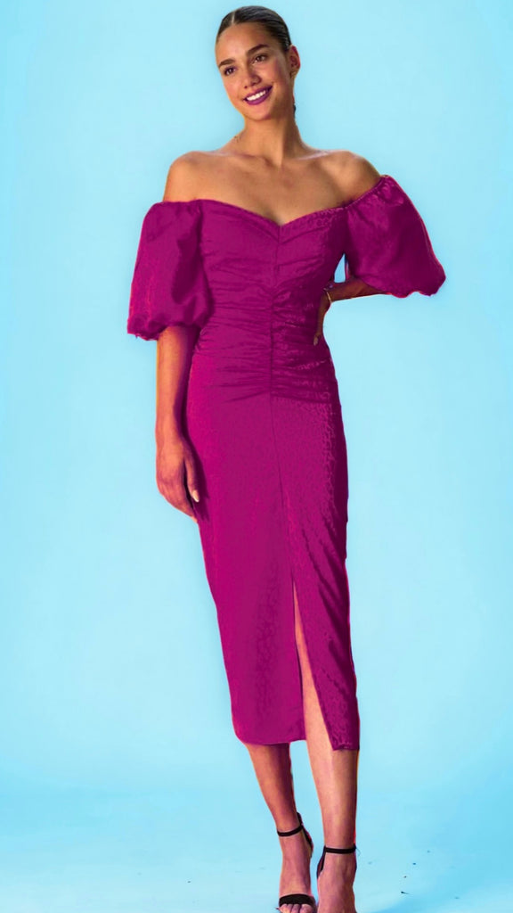 A1204 Mckenna Bardot Rouched Dress
