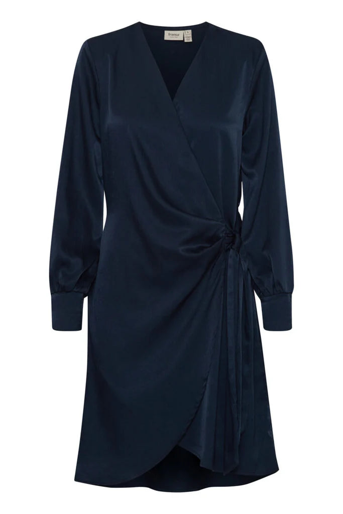 4-A2101 Navy Frviline Faux Wrap Dress
