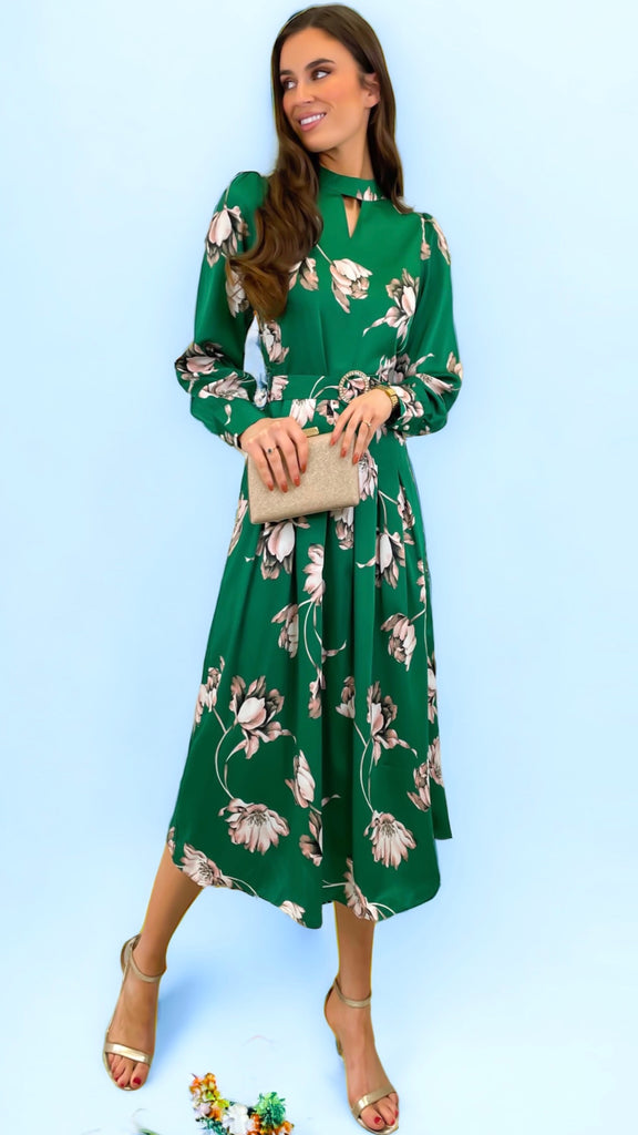 A1157 Green Sophia Keyhole Dress
