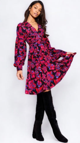 4-A1355 Charlotte Red Print Tunic Dress