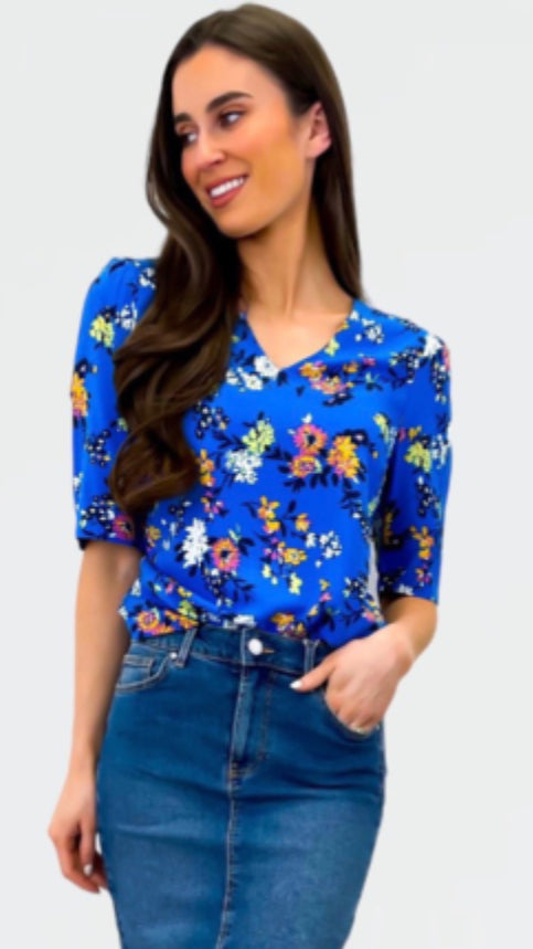 A0767 - (SIZES 10,12,14) - Ibiza Blue Mix Top
