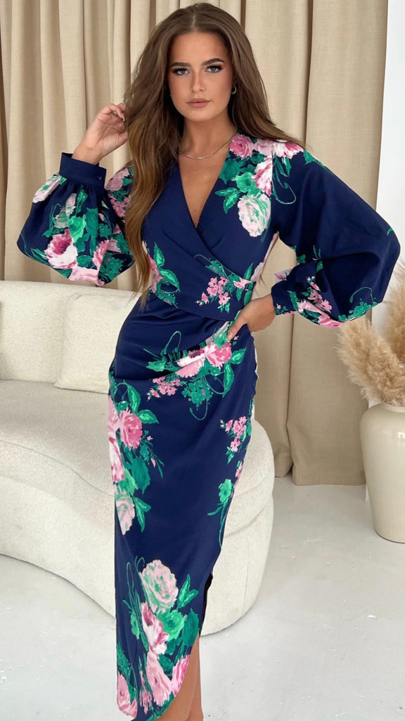 5-A0975 Elsa Navy print Dress