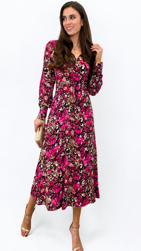 A1077 Frkiki Pink Print Day Dress