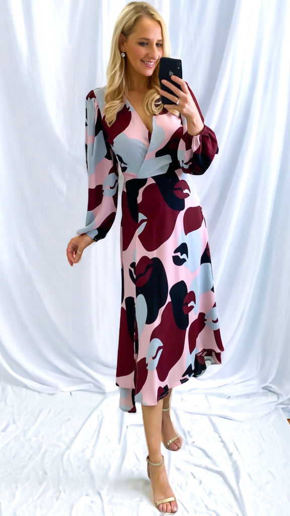 4-A1069 Deria Dip Hem Multi Dress