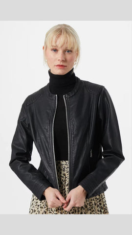 A1125 Byacom Faux Leather Jacket Brown