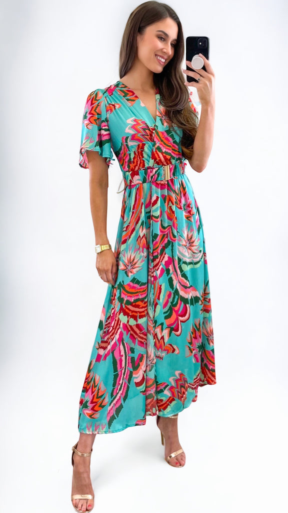 A0946 Mabilia Mint Print Midi Dress
