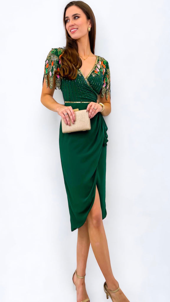 1-A1111 Ninata Green Embellished Dress