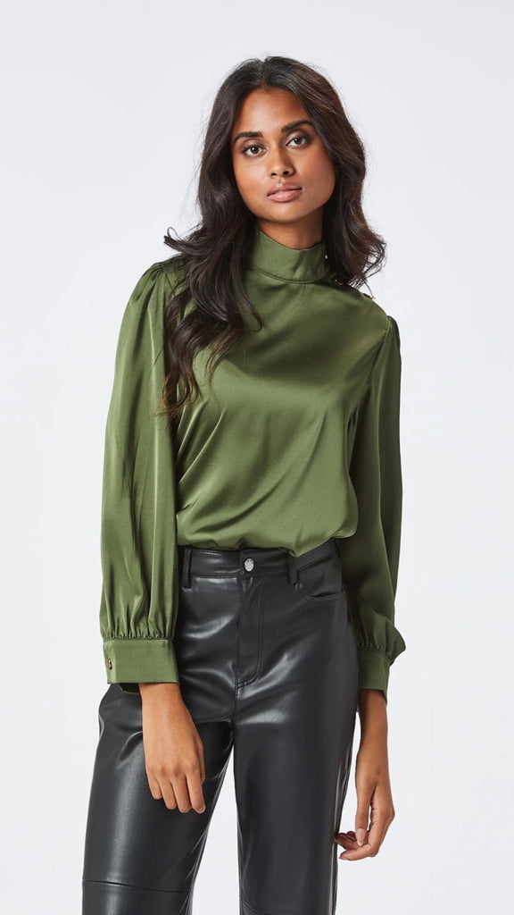 A1189 Loan Satin High Neck Blouse