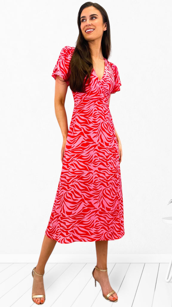 4-A0660 Elia Midi Dress Red/Pink