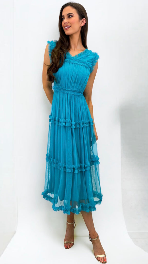 A0882 Malva Teal Midi Dress