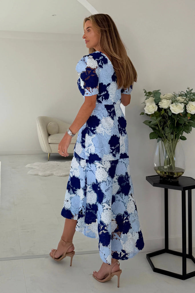 A3146 Martina Crochet Dress Blue