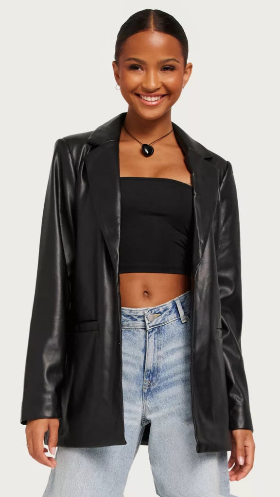 A1225 Nille Faux Leather Blazer