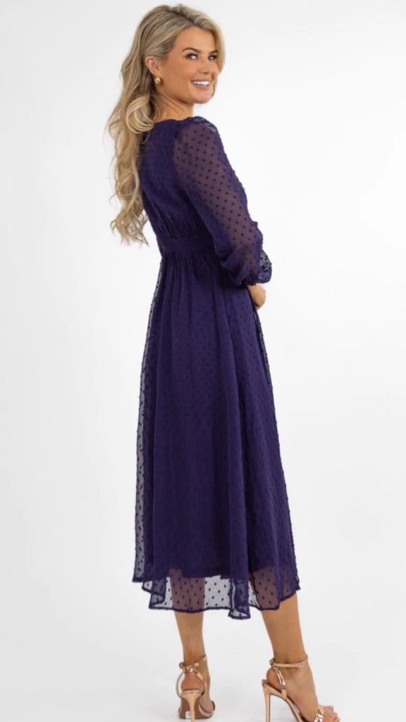 4-A1274 Audrey Purple Textured Print Dress