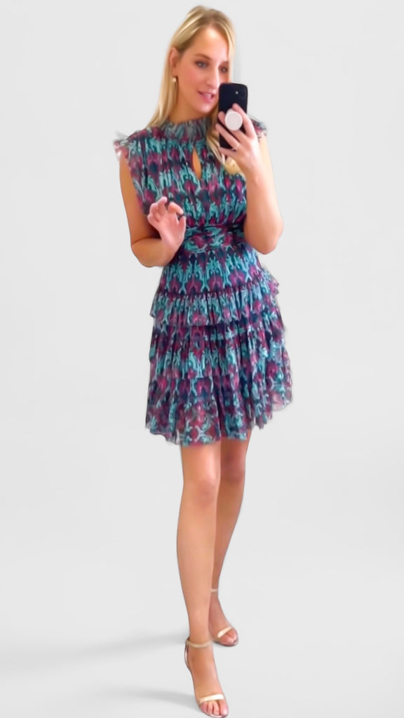A1167 Print Malva Flounce Mini Dress