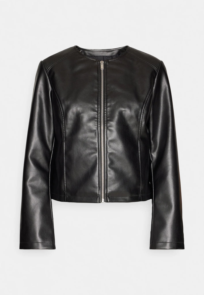 4-A2122 Vially Faux Leather Jacket Black