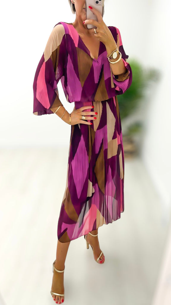 A1211 Jacqui Pink Print Loose Top Dress