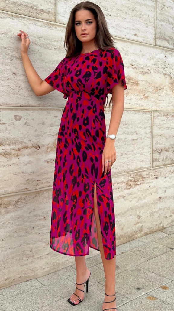 A1013 Serena Magenta Print Dress