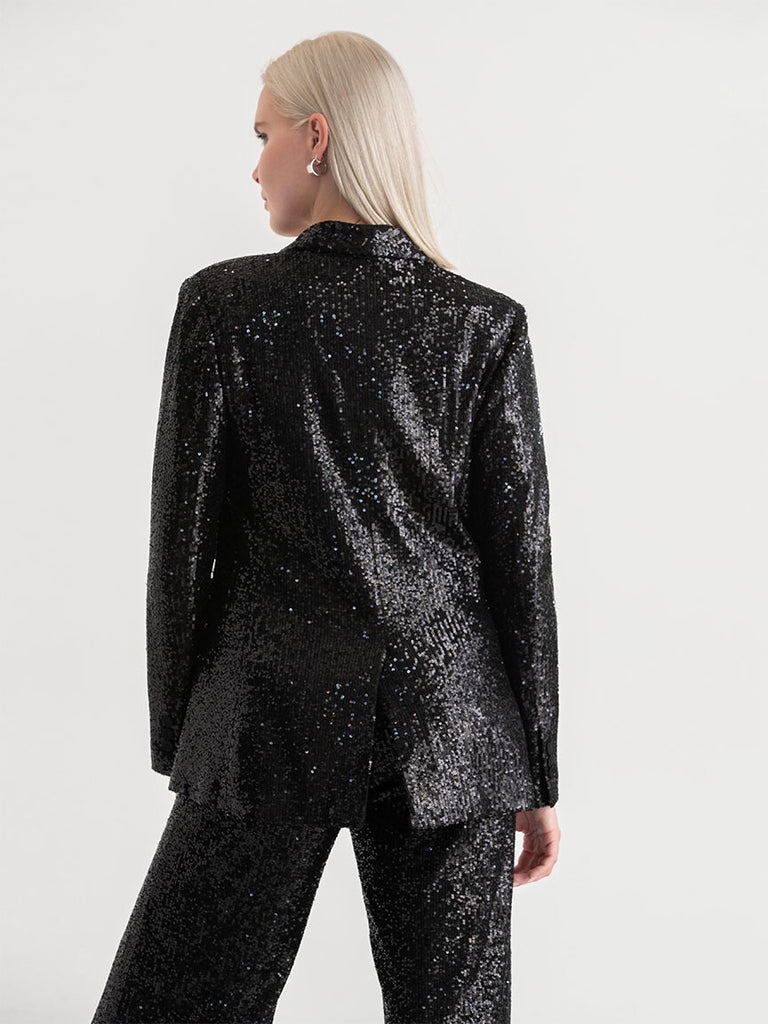 A2629DD Black Sequin Blazer