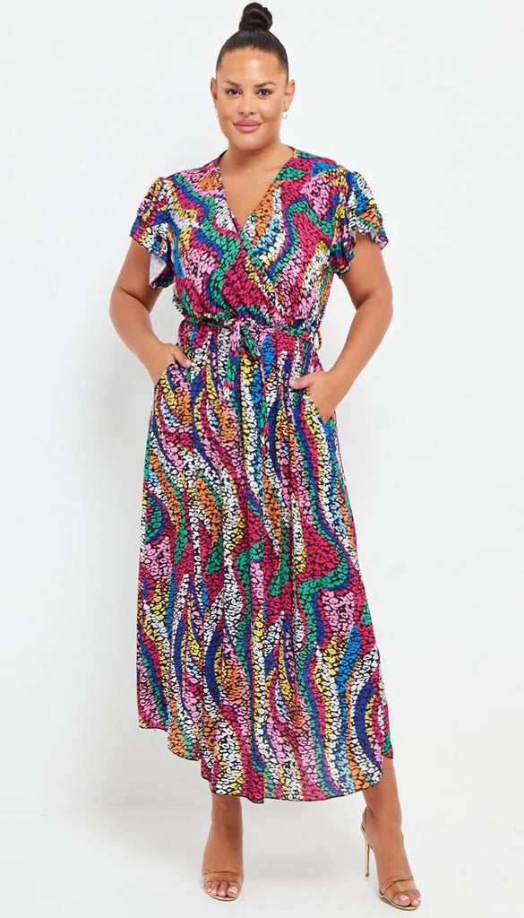 1-A0872 Multi Print Midi Dress (Plus)