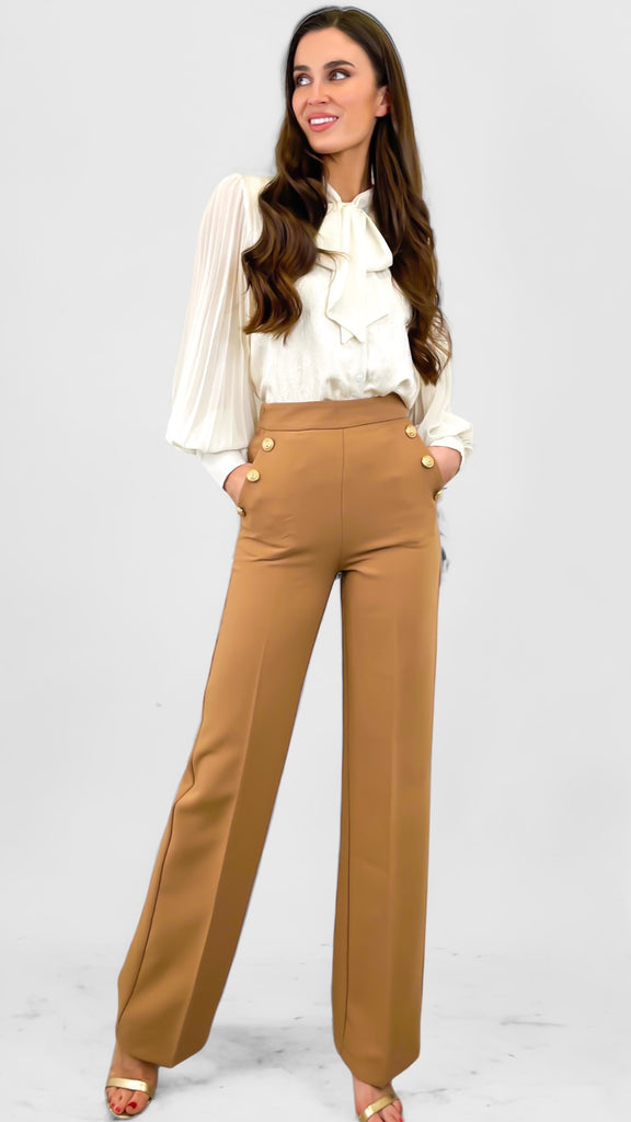 A1180 Stylish Tan Button Trousers