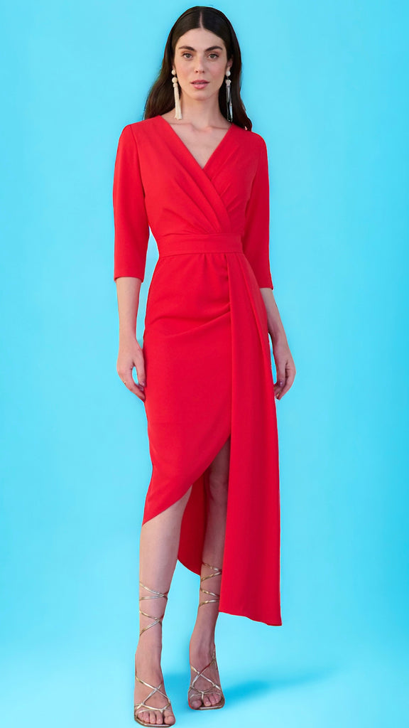 4-A2174 Monet Red Drape Dress