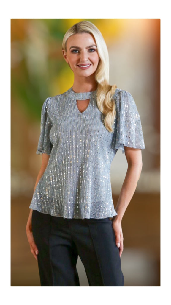 A1154 Lin Silver Shimmer Top