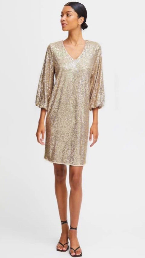 A1178 Bysolia Gold Sequin Dress