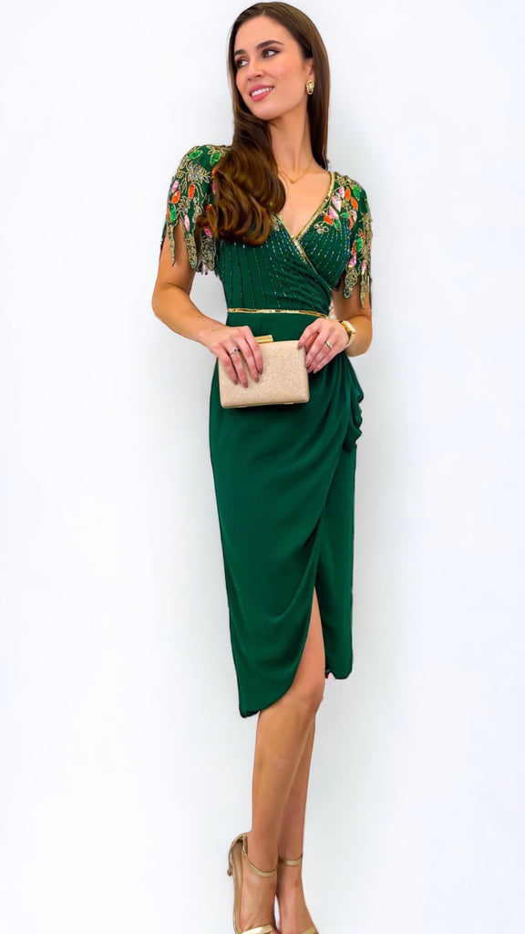 1-A1111 Ninata Green Embellished Dress