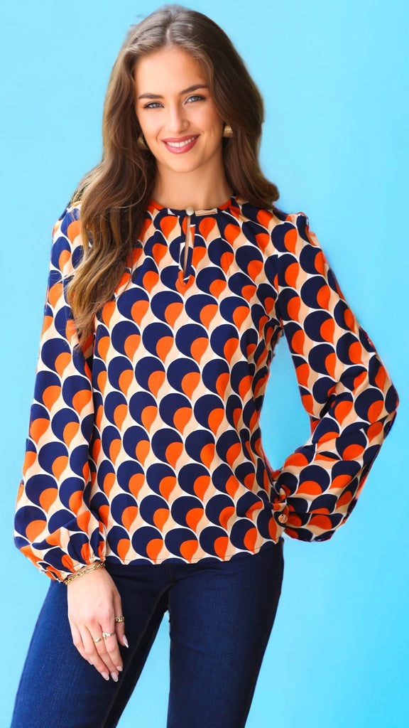 A1087 Orange/Navy Kerry Top