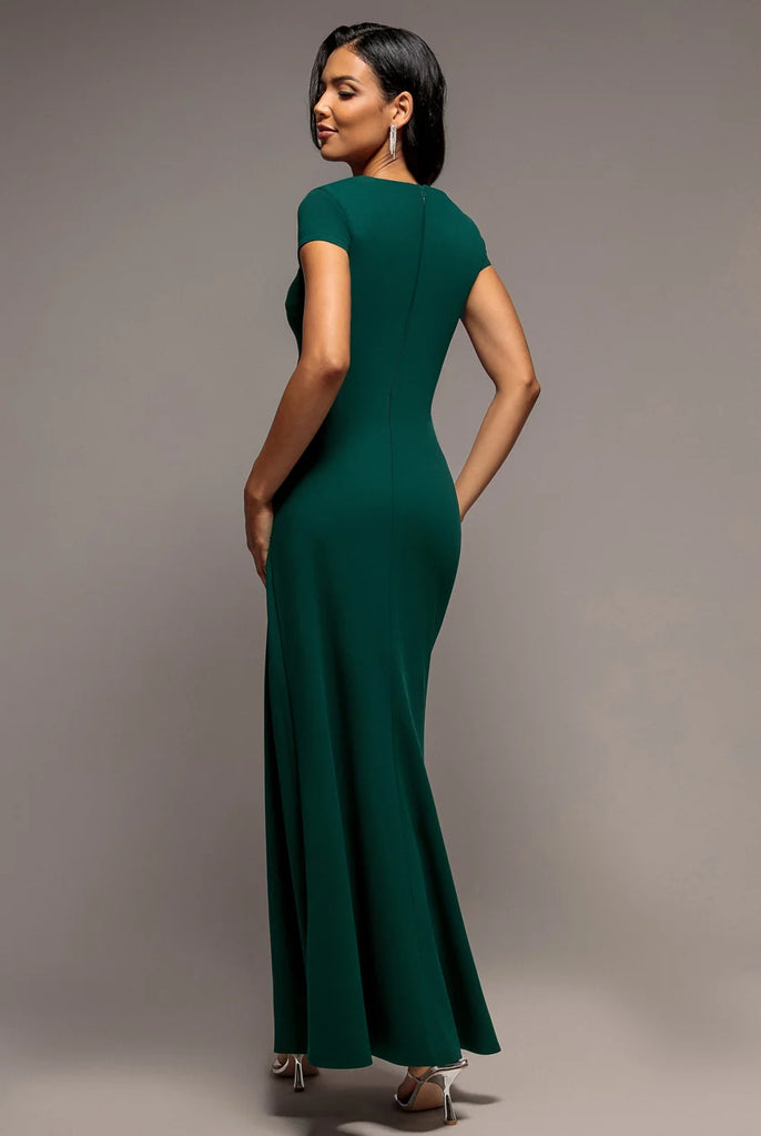 A3306 Laurette Green Asymmetrical Maxi Dress