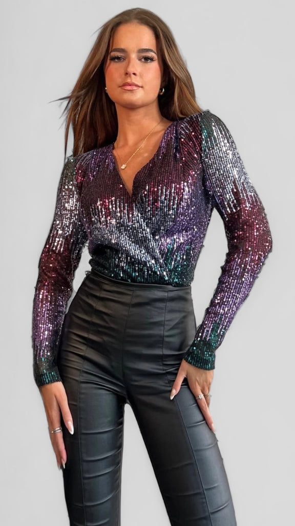 A1199 Eva Multi Sequin Bodysuit