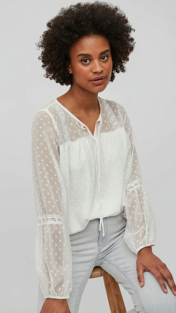 A1065 Viedee White Detailed Blouse