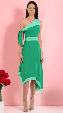 4-A1377 Charlotte Green Print Tunic Dress