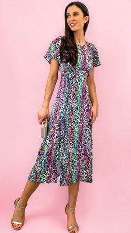 A1547 Orchid Jacquard Flare Dress
