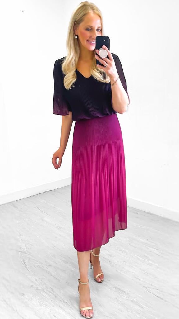 A1008 Magenta Ombre Loose Top Dress
