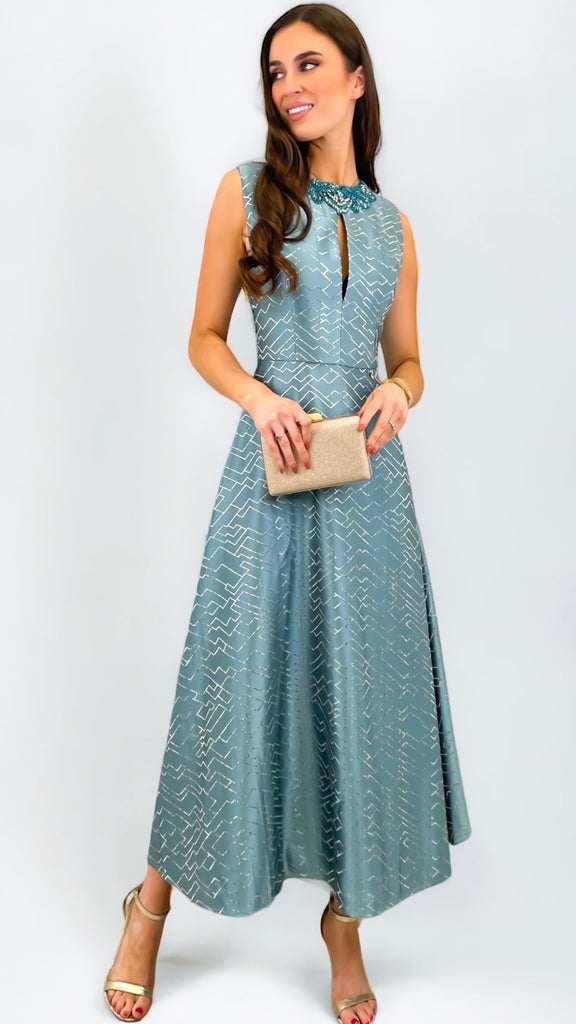A1226 Alexia Damask Flare Dress