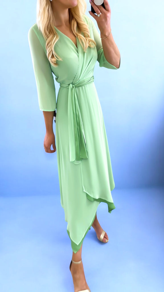 4-A2206 Lirena Mint Asymmetrical Dress