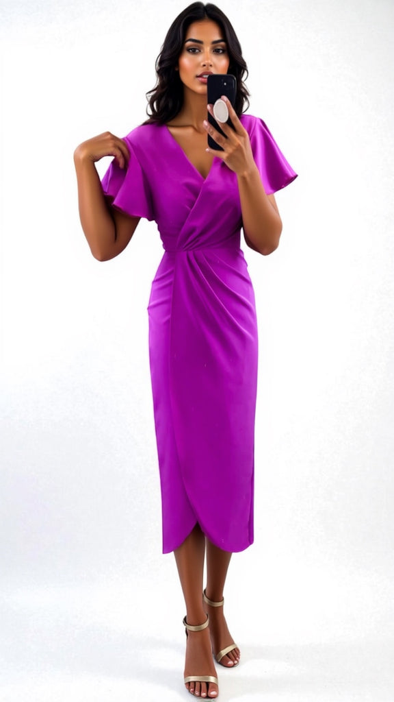 5-A2496 Fredrica Magenta Wrap Style Dress