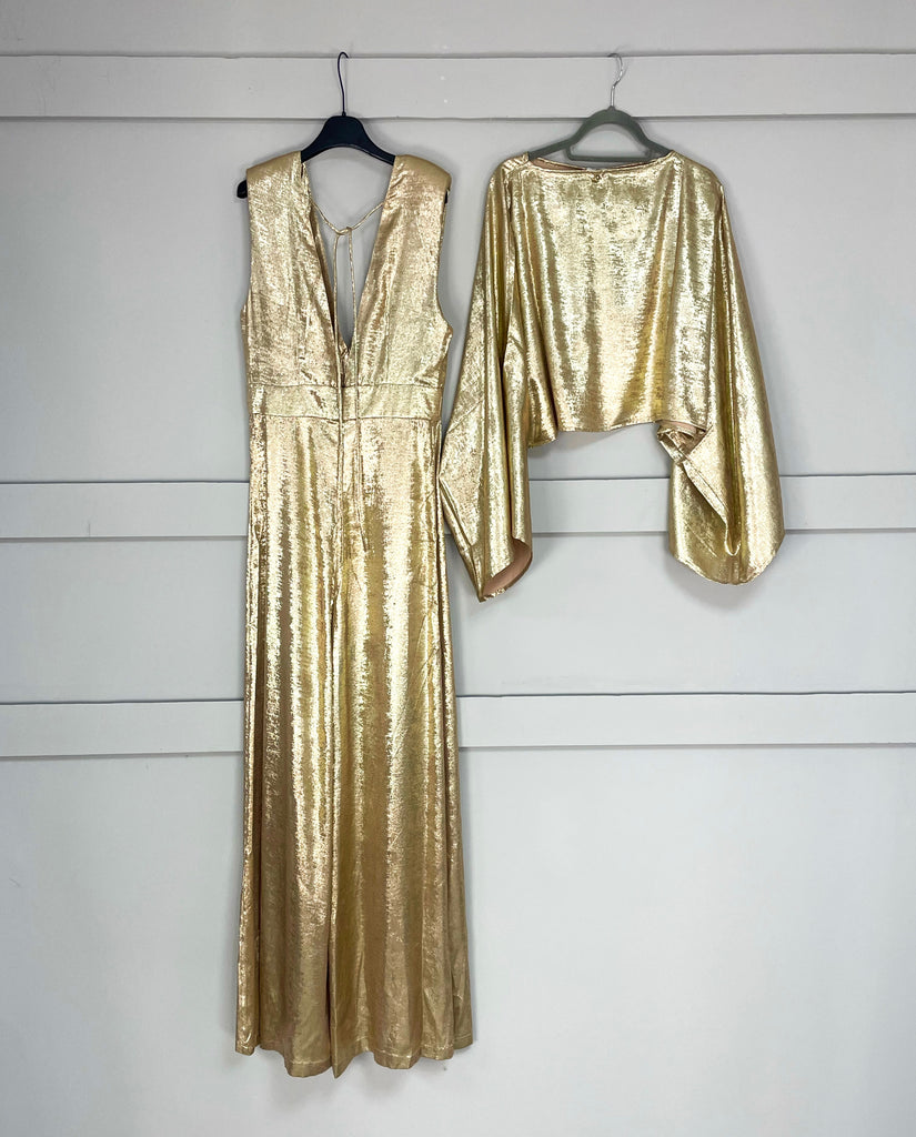 A2683 Gold Shimmer Wide Leg Jumpsuit