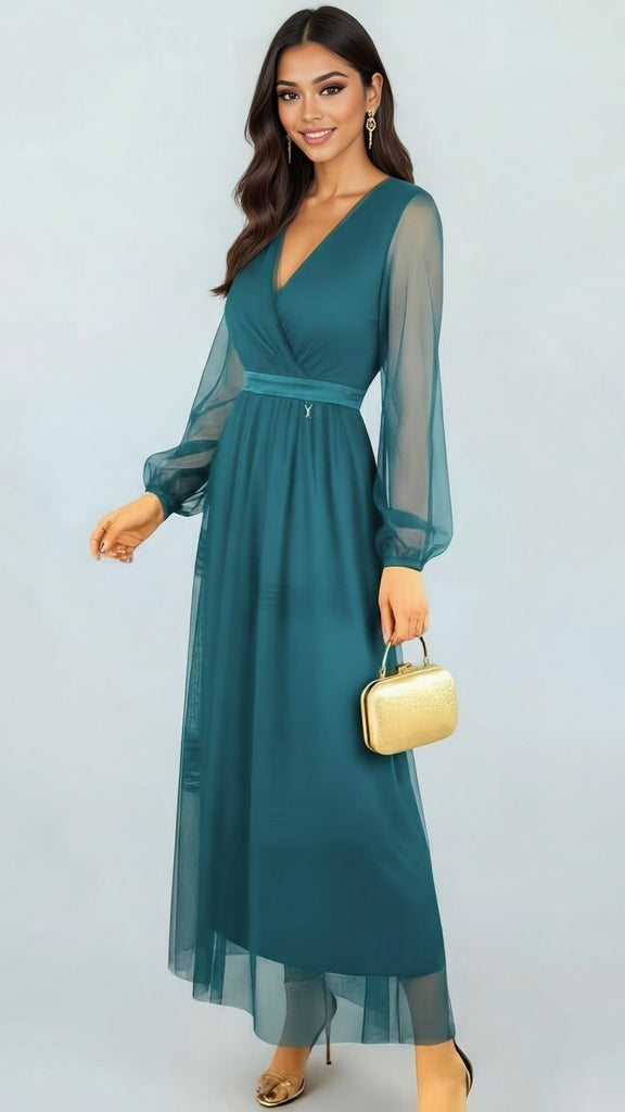 A2692 Lynne Teal Blue Tulle Dress