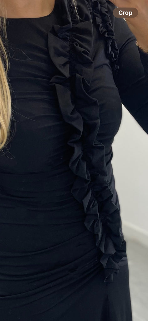 A2548 Nora Black Ruffle Dress