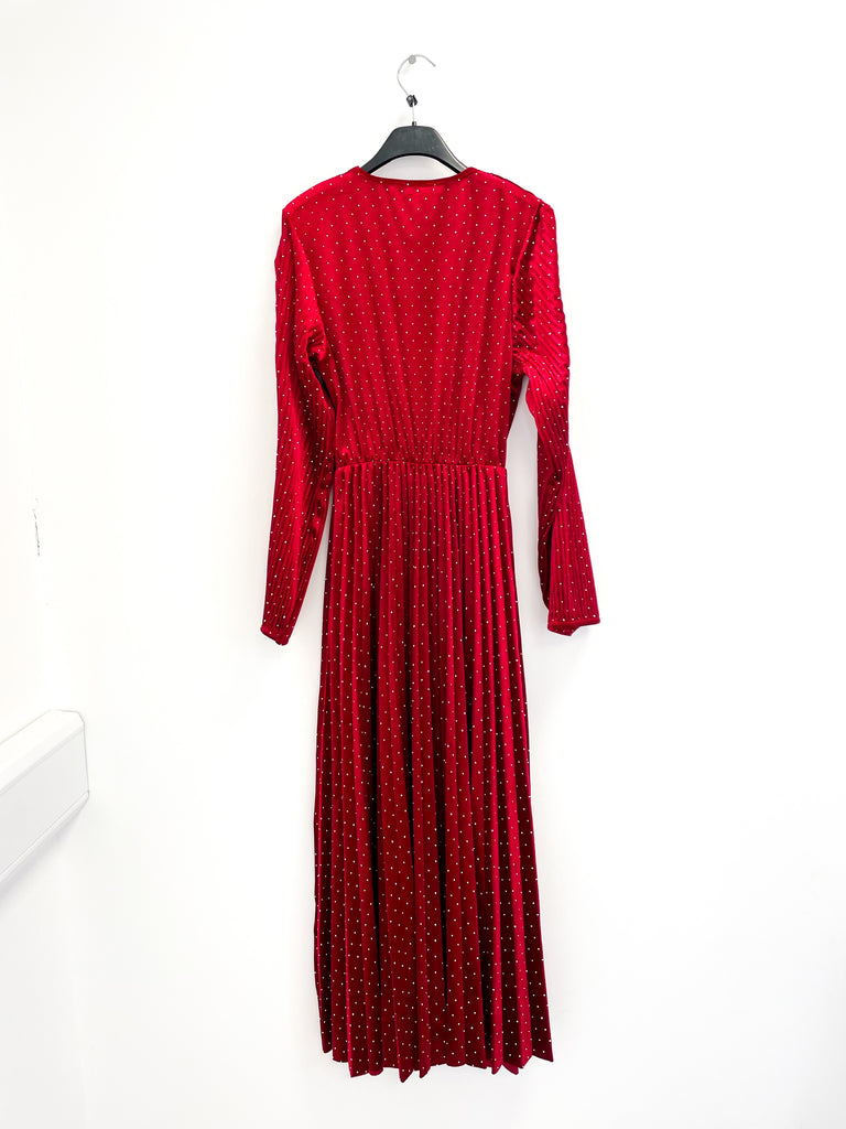 A2670 Ruby Sparkle Velvet Pleat Dress