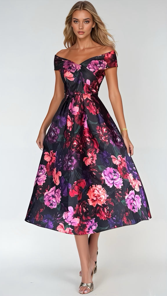 A2557 Daphne Floral Flare Dress