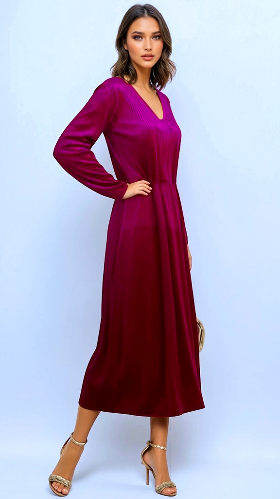 A2780 Magenta Velvet Loose Top Dress