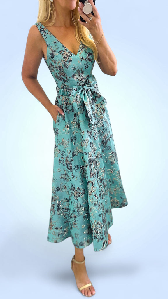 5-A2506 Moya Teal Fit & Flare Dress