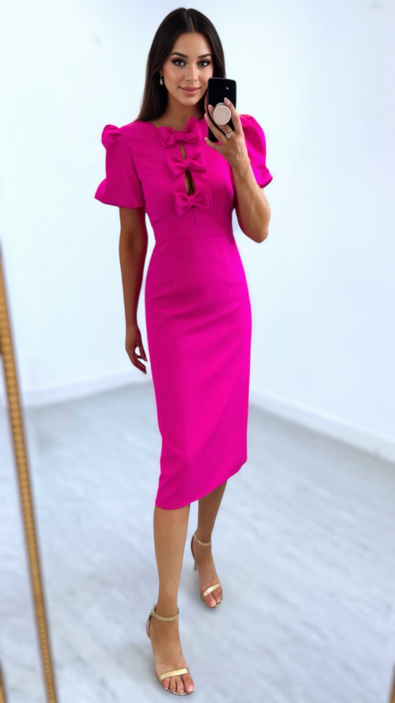 A2515 Tasha Pink Bow Feature Dress