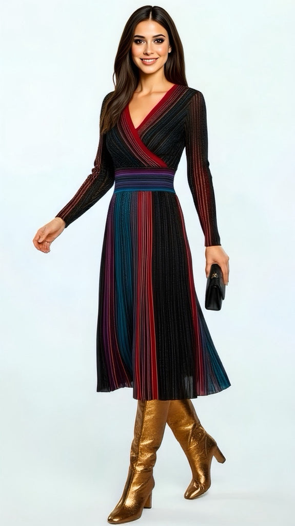 A2650 Multi Fine Knit Midi Dress