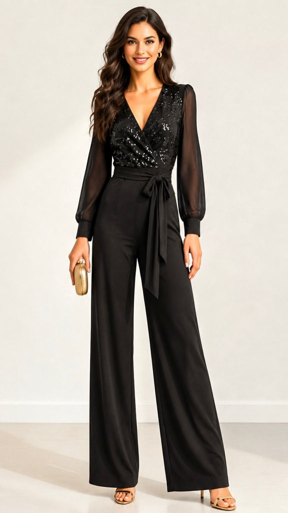 A3310 Black Sequin Body Jumpsuit