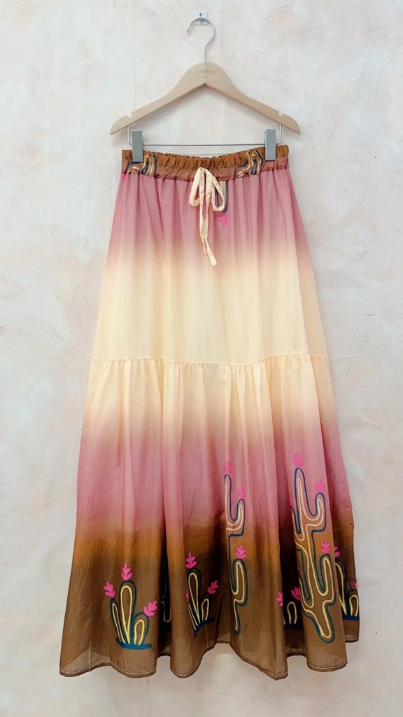 A3163 Tie Dye Effect Cotton Skirt